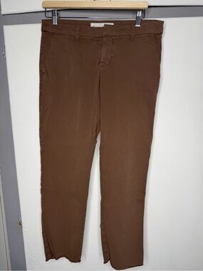Frank & Eileen Wicklow Italian Cotton Chino Pants Brown Raw Hem Size 8